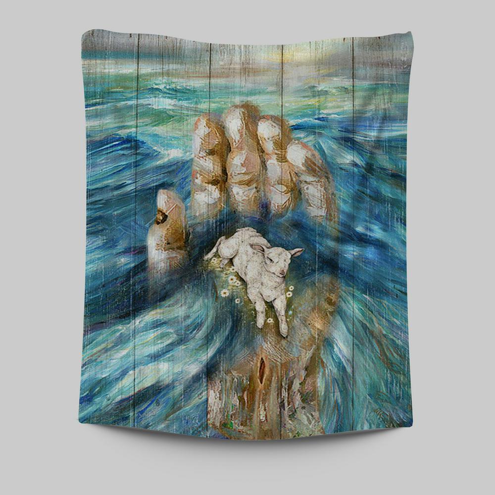 Lamb In God's Hand Tapestry Wall Art - Bible Verse Tapestry Art - Inspirational Art -  Christian Indoor Wall Tapestries