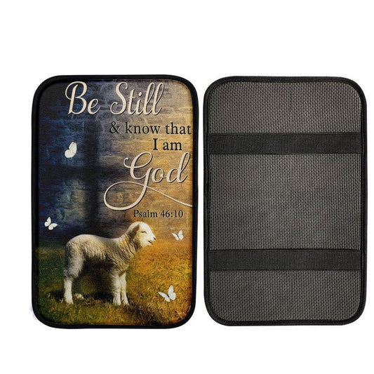 Lamb Of God Cross Be Still And Know That I Am God Car Center Console Cover, Car Armrest Pad, Christian Gift, Armrest Box Mat