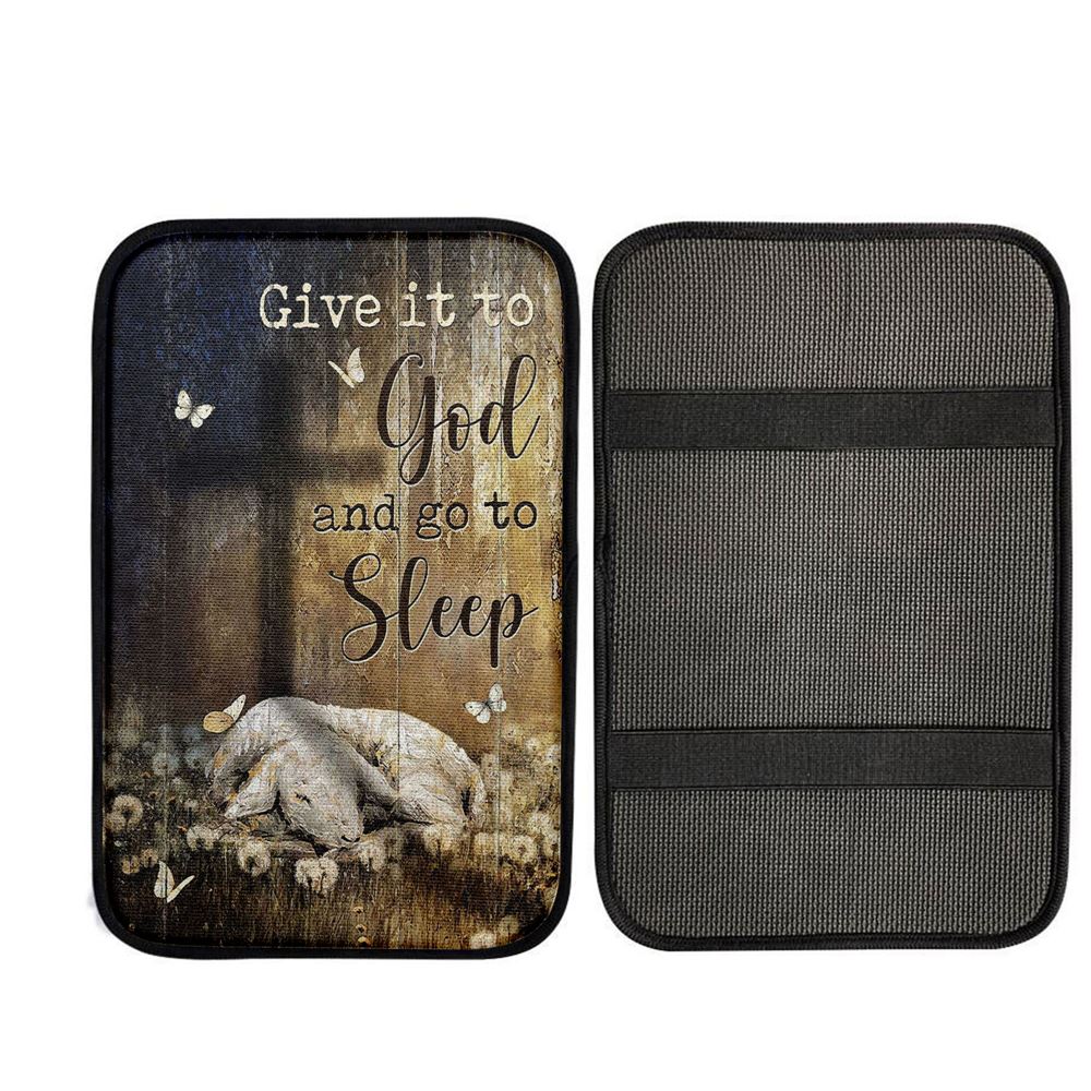 Lamb Of God Dandelion Field Give It To God And Go To Sleep Car Center Console Cover, God Car Armrest Accessories