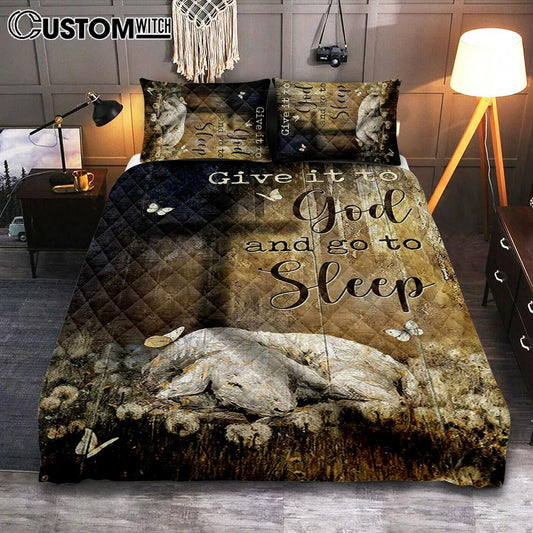 Lamb Of God Dandelion Field Give It To God And Go To Sleep Quilt Bedding Set Art - Christian Art - Bible Verse Bedroom - Religious Home Decor