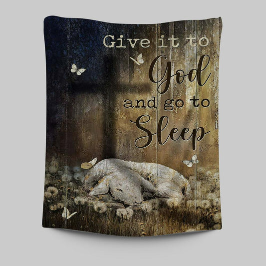 Lamb Of God Dandelion Field Give It To God And Go To Sleep Tapestry Art - Christian Art - Bible Verse Wall Art - Religious Home Decor