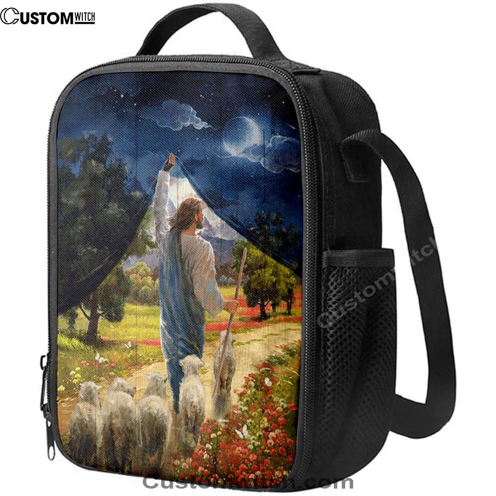 Lamb Of God Flower Field Jesus The Good Shepherd Lunch Bag - Lion Lunch Bag, Christian Lunch Box For School, Picnic