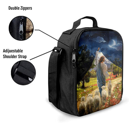 Lamb Of God Flower Field Jesus The Good Shepherd Lunch Bag - Lion Lunch Bag, Christian Lunch Box For School, Picnic