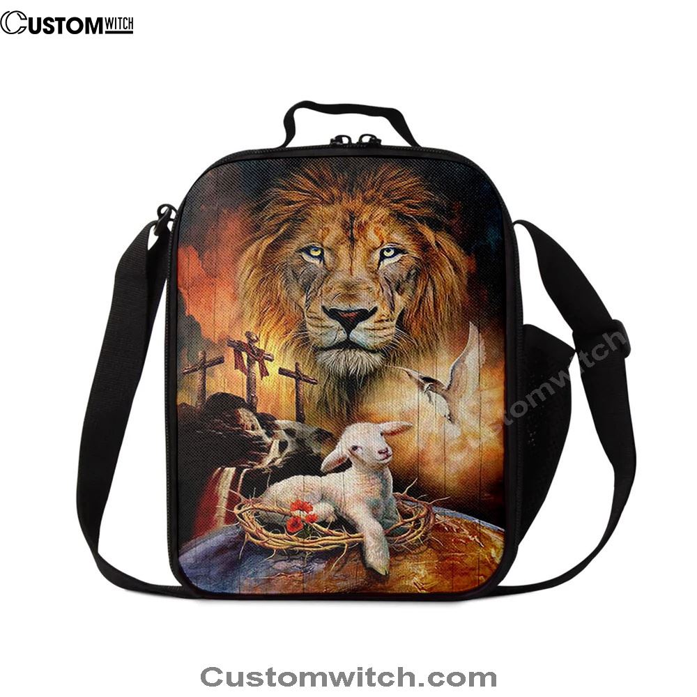 Lamb Of God Holy Spirit Dove Lion Of Judah Lunch Bag - Lion Lunch Bag, Christian Lunch Box For School, Picnic