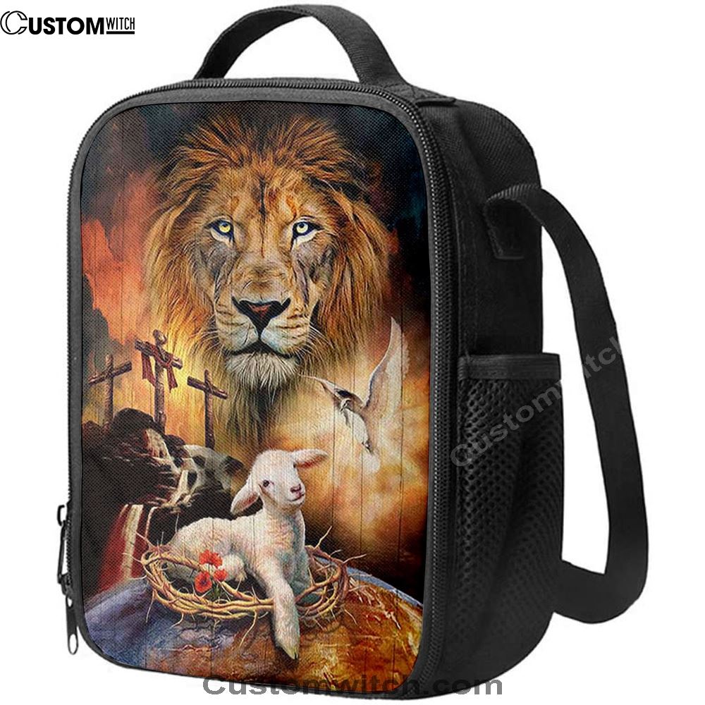 Lamb Of God Holy Spirit Dove Lion Of Judah Lunch Bag - Lion Lunch Bag, Christian Lunch Box For School, Picnic