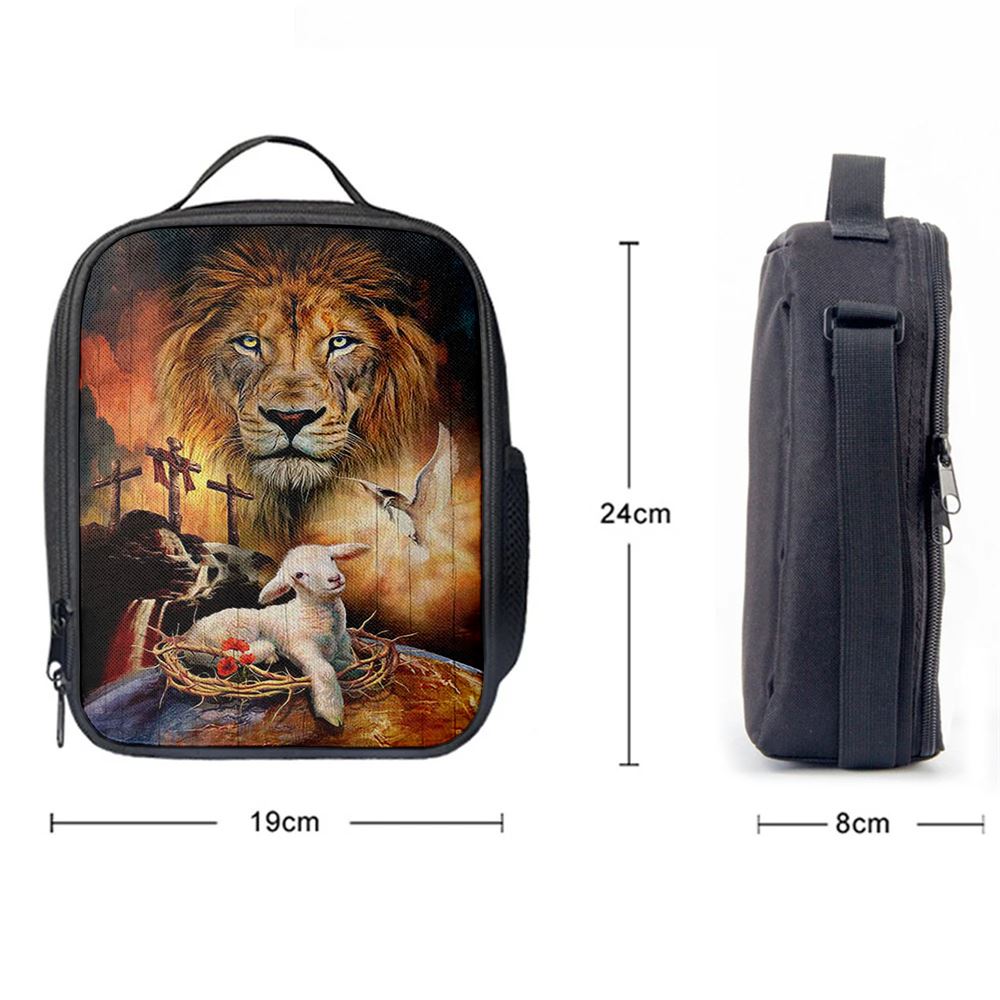 Lamb Of God Holy Spirit Dove Lion Of Judah Lunch Bag - Lion Lunch Bag, Christian Lunch Box For School, Picnic