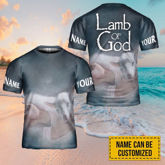 Lamb Of God Jesus Custom Name All Over Print 3D T Shirt For Men And Women, Christian T-Shirt, Faith Shirt