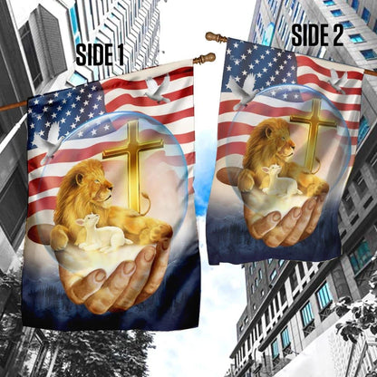 Lamb Of God Jesus Lion House Flag, Christian Flag, Christian Flag, Scripture Flag, Garden Banner
