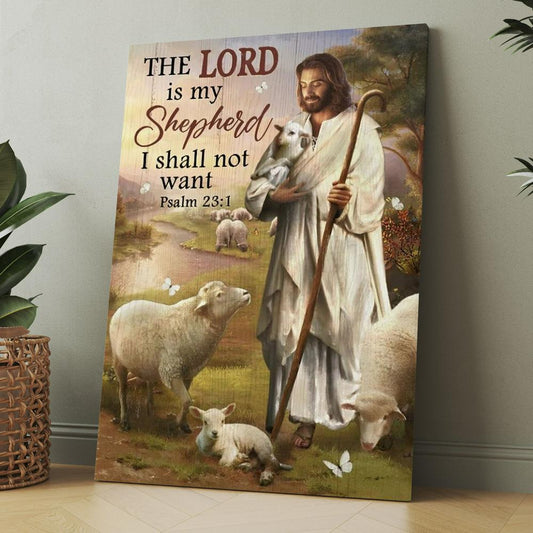 Lamb Of God The Lord Is My Shepherd Canvas, Christmas Gift for Christian