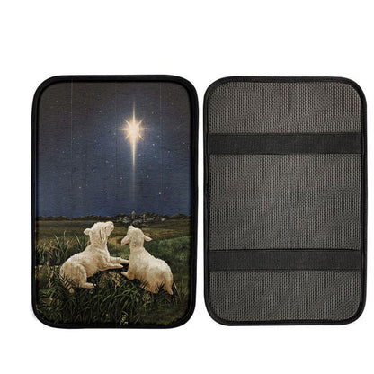 Lambs Look At The Light Star Of Bethlehem Car Armrest Pad - Lion Car Center Console Cover, God Car Armrest Accessories
