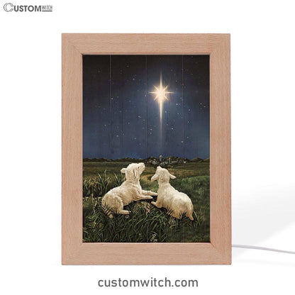Lambs Look At The Light Star Of Bethlehem Frame Lamp - Lion Frame Lamp Print - Christian Art - Religious Home Decor
