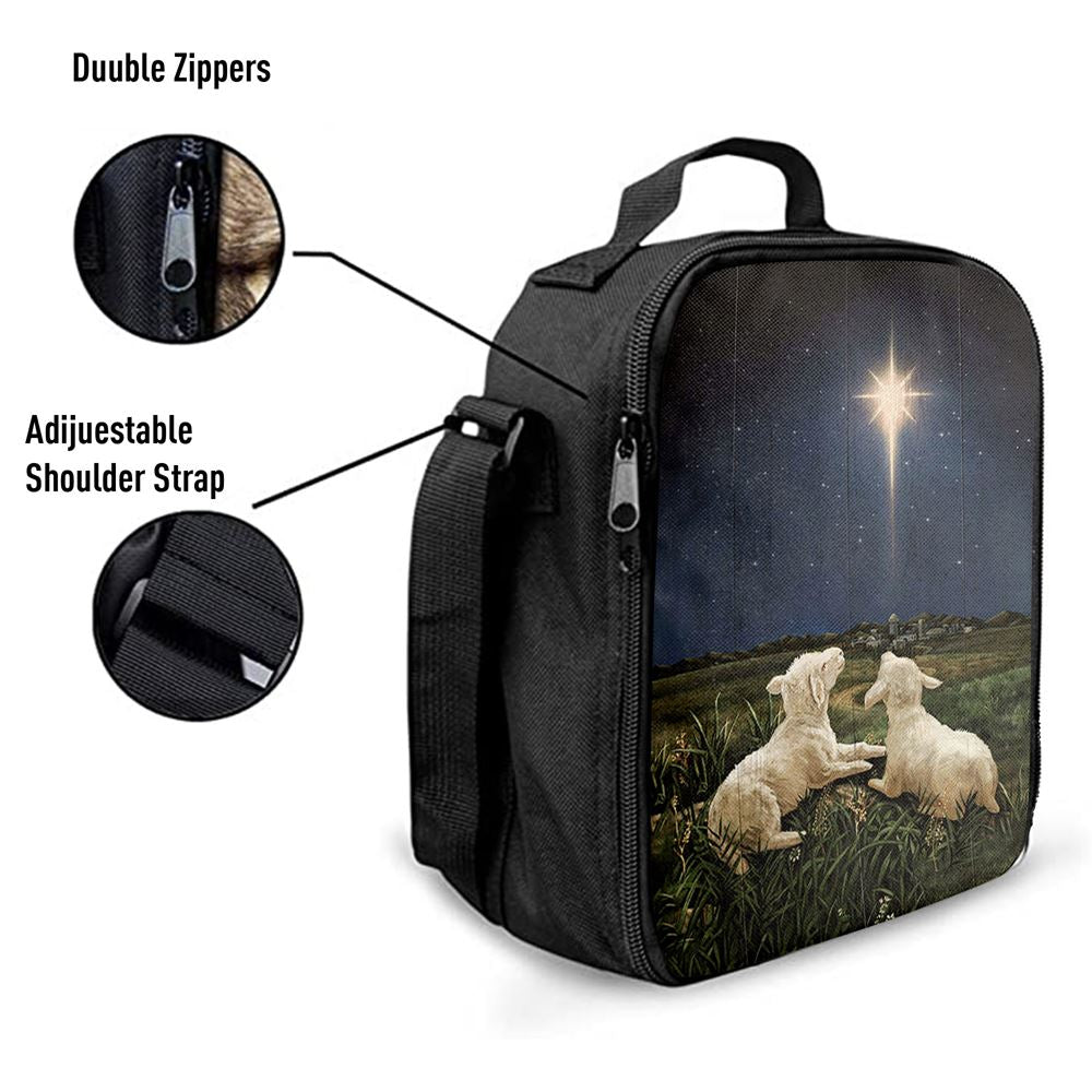 Lambs Look At The Light Star Of Bethlehem Lunch Bag - Lion Lunch Bag, Christian Lunch Box For School, Picnic