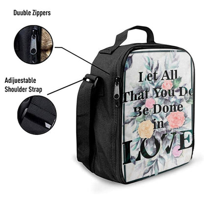 Let All That You Do Be Done In Love Bible Verse Lunch Bag Art, Christian Lunch Box For School, Picnic