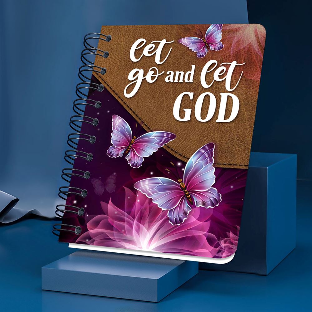 Let Go And Let God Butterfly Spiral Notebook, Christian Spiral Notebooks