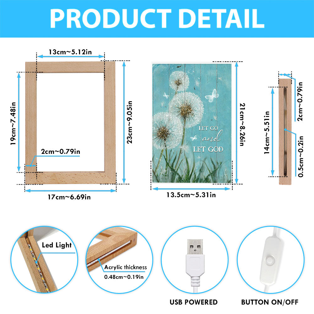 Let Go And Let God Dandelion White Butterfly Frame Lamp - Lion Frame Lamp Print - Christian Art - Religious Home Decor