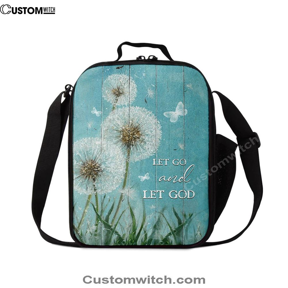 Let Go And Let God Dandelion White Butterfly Lunch Bag - Lion Lunch Bag, Christian Lunch Box For School, Picnic