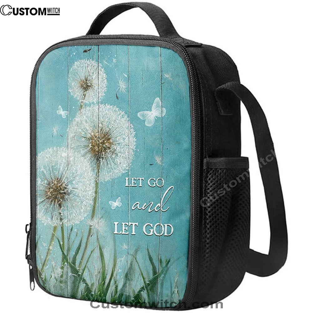 Let Go And Let God Dandelion White Butterfly Lunch Bag - Lion Lunch Bag, Christian Lunch Box For School, Picnic