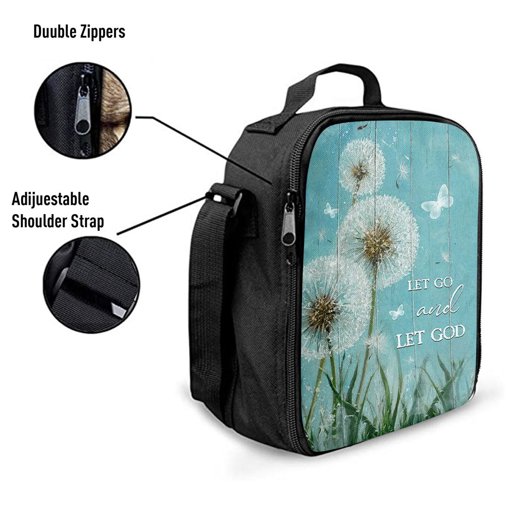 Let Go And Let God Dandelion White Butterfly Lunch Bag - Lion Lunch Bag, Christian Lunch Box For School, Picnic