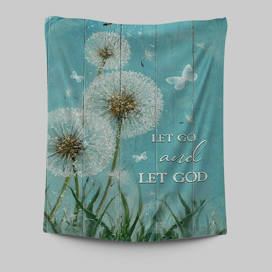 Let Go And Let God Dandelion White Butterfly Tapestry - Lion Tapestry Print - Christian Wall Art - Religious Home Decor