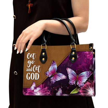 Let Go And Let God Pretty Butterfly Leather Handbag, Religious Gifts For Women, Women Pu Leather Bag