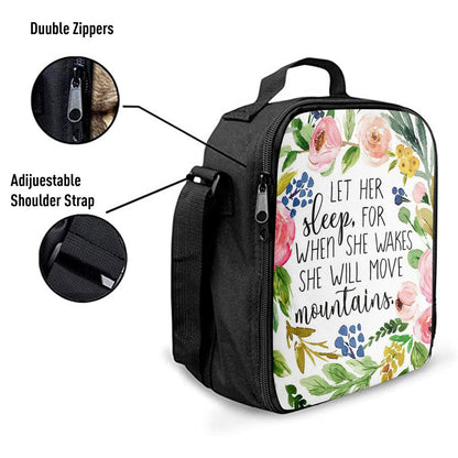 Let Her Sleep For When She Wakes She Will Move Mountains Lunch Bag, Christian Lunch Box For School, Picnic