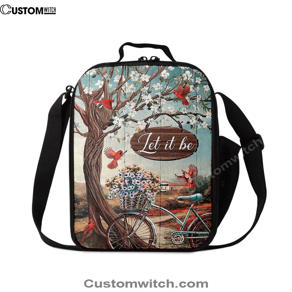 Let It Be Bicycle Red Cardinals Lunch Bag, Christian Lunch Box For School, Picnic