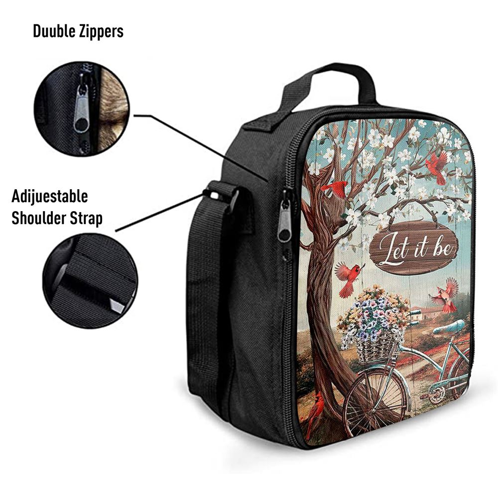 Let It Be Bicycle Red Cardinals Lunch Bag, Christian Lunch Box For School, Picnic