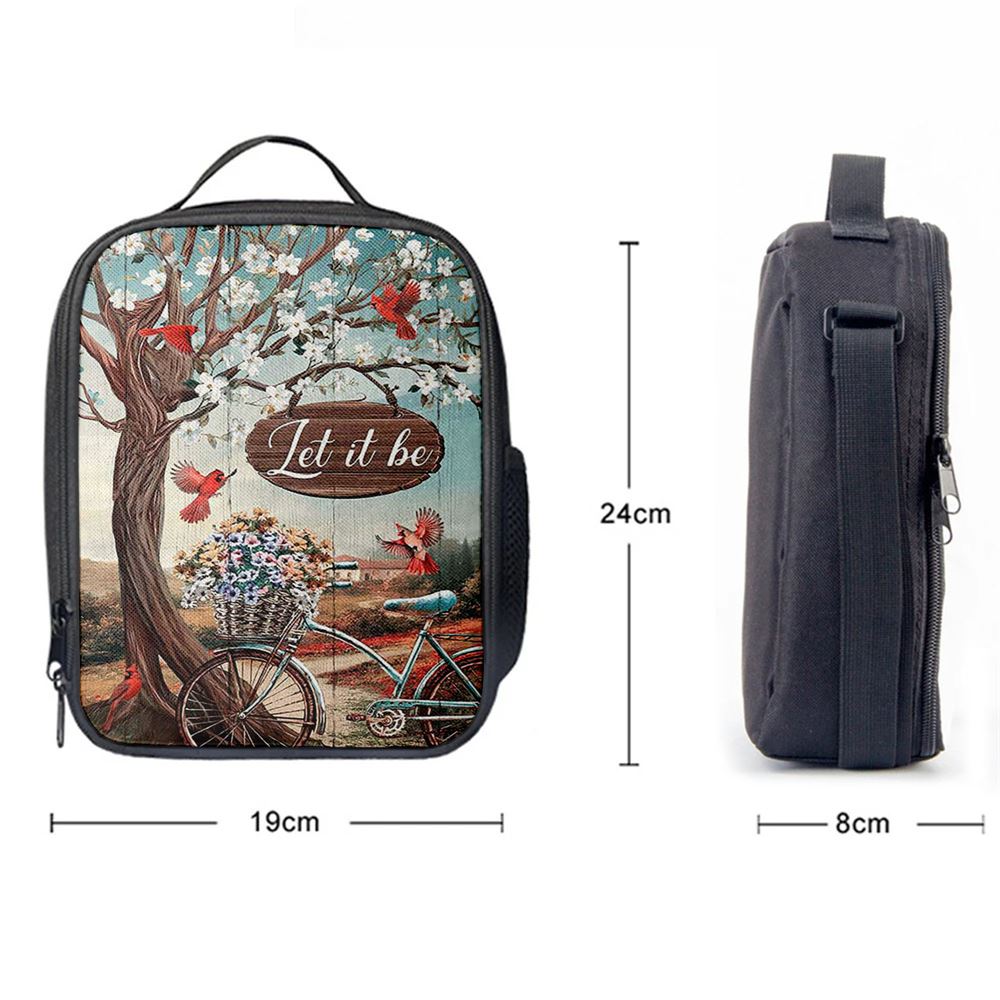 Let It Be Bicycle Red Cardinals Lunch Bag, Christian Lunch Box For School, Picnic