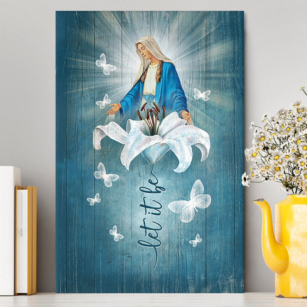Let It Be Lily Flower Maria Butterfly Canvas - Lion Canvas Print - Christian Wall Art - Religious Home Decor
