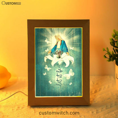 Let It Be Lily Flower Maria Butterfly Frame Lamp - Lion Frame Lamp Print - Christian Art - Religious Home Decor
