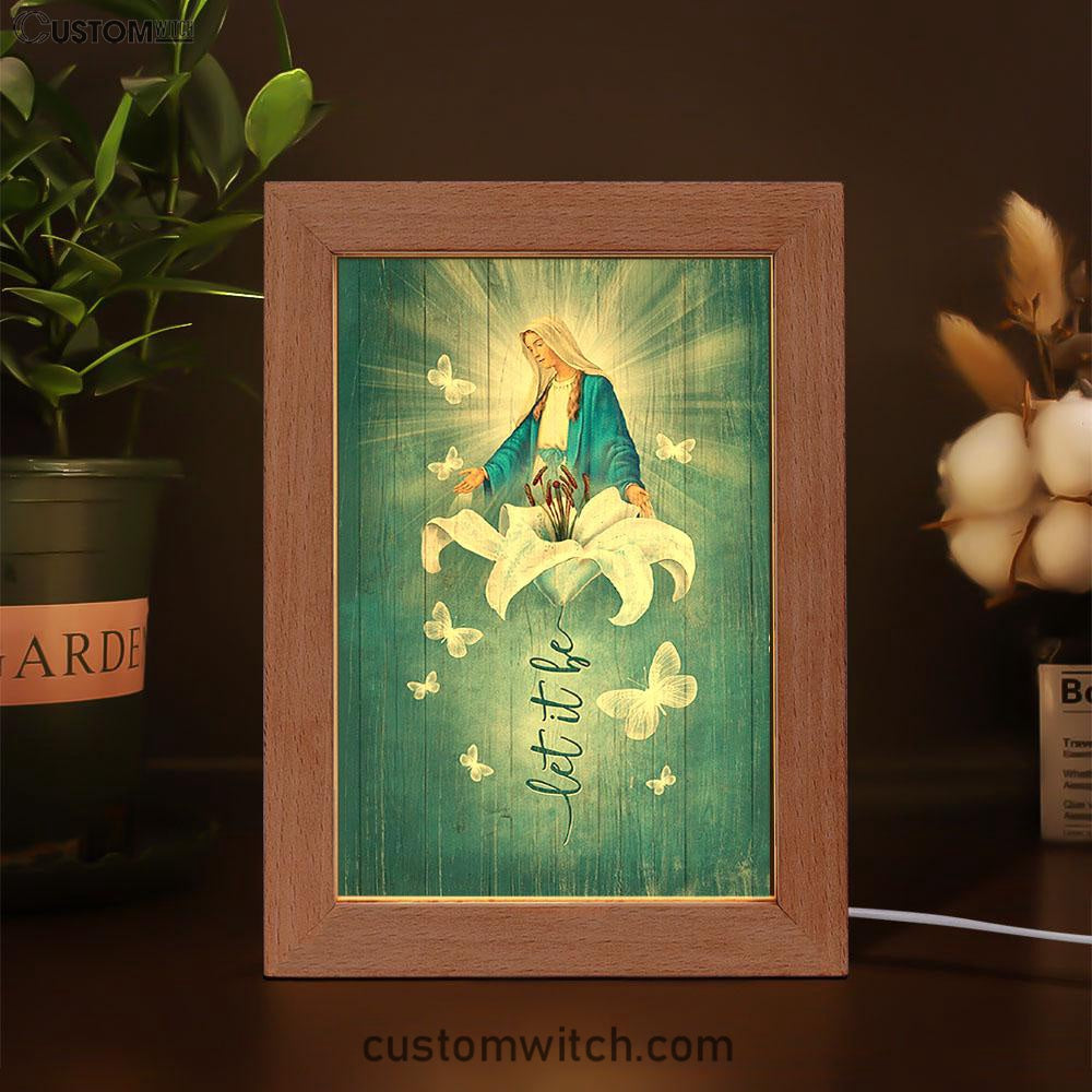 Let It Be Lily Flower Maria Butterfly Frame Lamp - Lion Frame Lamp Print - Christian Art - Religious Home Decor
