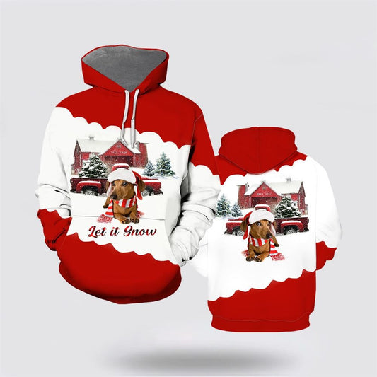 Let It Snow Dachshund Dog Christmas All Over Print 3D Hoodie For Men & Women, Christmas Dog Hoodie, Christmas Hoodie Cute, Christmas Gift
