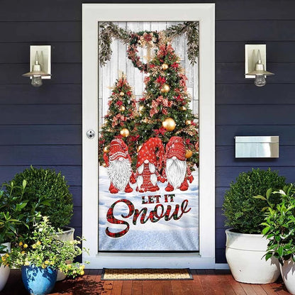 Let It Snow Door Cover, Gnomes Christmas Door Cover, Christmas Door Knob Covers, Christmas Outdoor Decoration