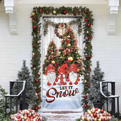 Let It Snow Door Cover, Gnomes Christmas Door Cover, Christmas Door Knob Covers, Christmas Outdoor Decoration