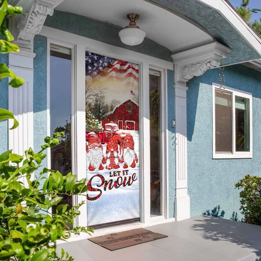 Let It Snow Door Cover, Gnomes Christmas Door Cover, Christmas Door Knob Covers, Christmas Outdoor Decoration