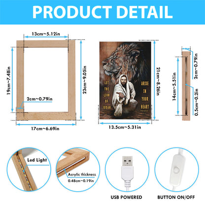 Let The Lion Of Judah Arise In Your Heart Frame Lamp Art - Revelation 5 5 - Christian Frame Lamp - Religious Gifts Night Light