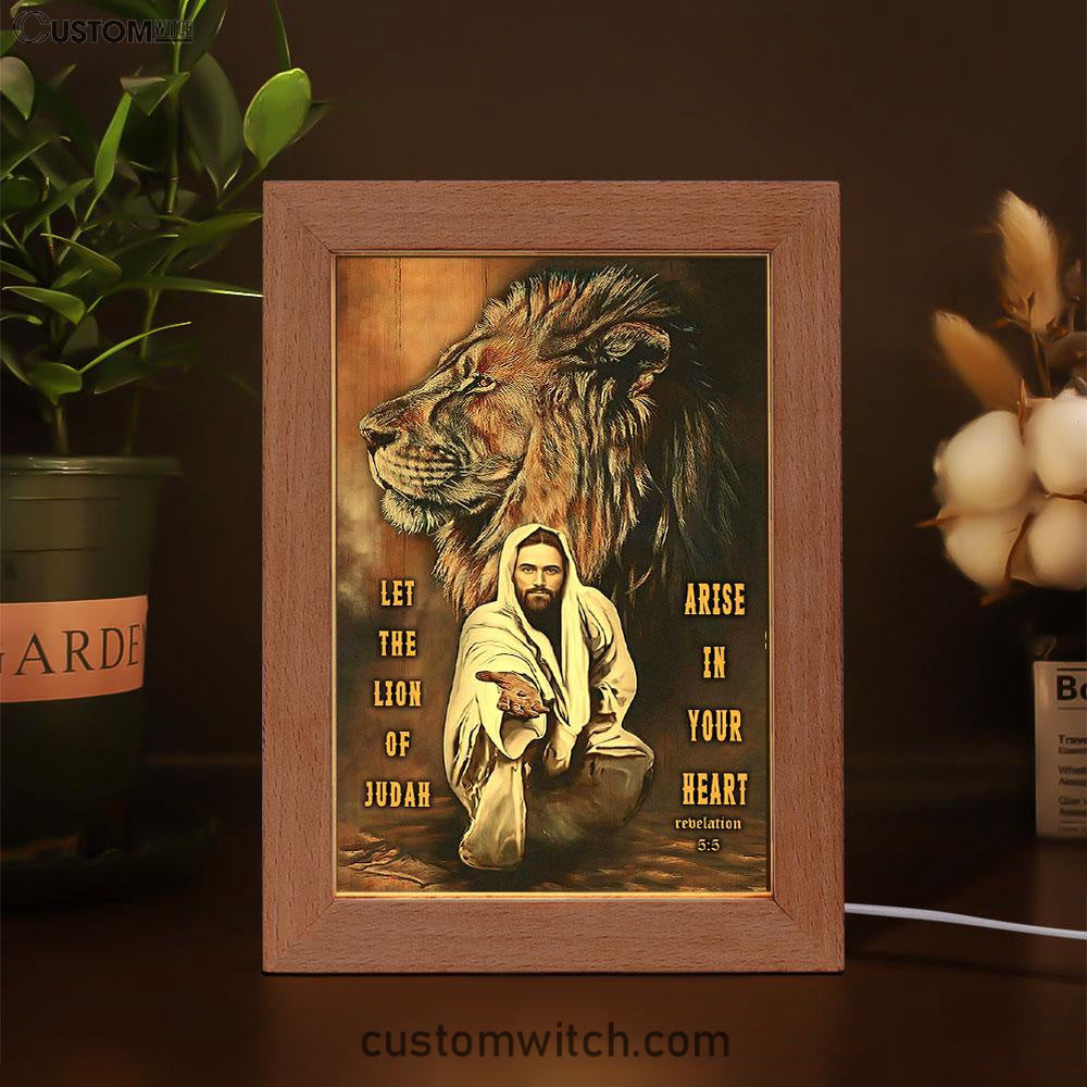 Let The Lion Of Judah Arise In Your Heart Frame Lamp Art - Revelation 5 5 - Christian Frame Lamp - Religious Gifts Night Light