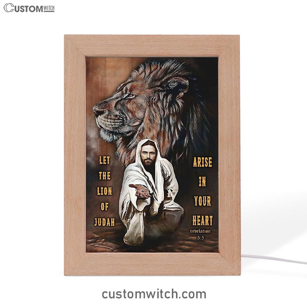Let The Lion Of Judah Arise In Your Heart Frame Lamp Art - Revelation 5 5 - Christian Frame Lamp - Religious Gifts Night Light