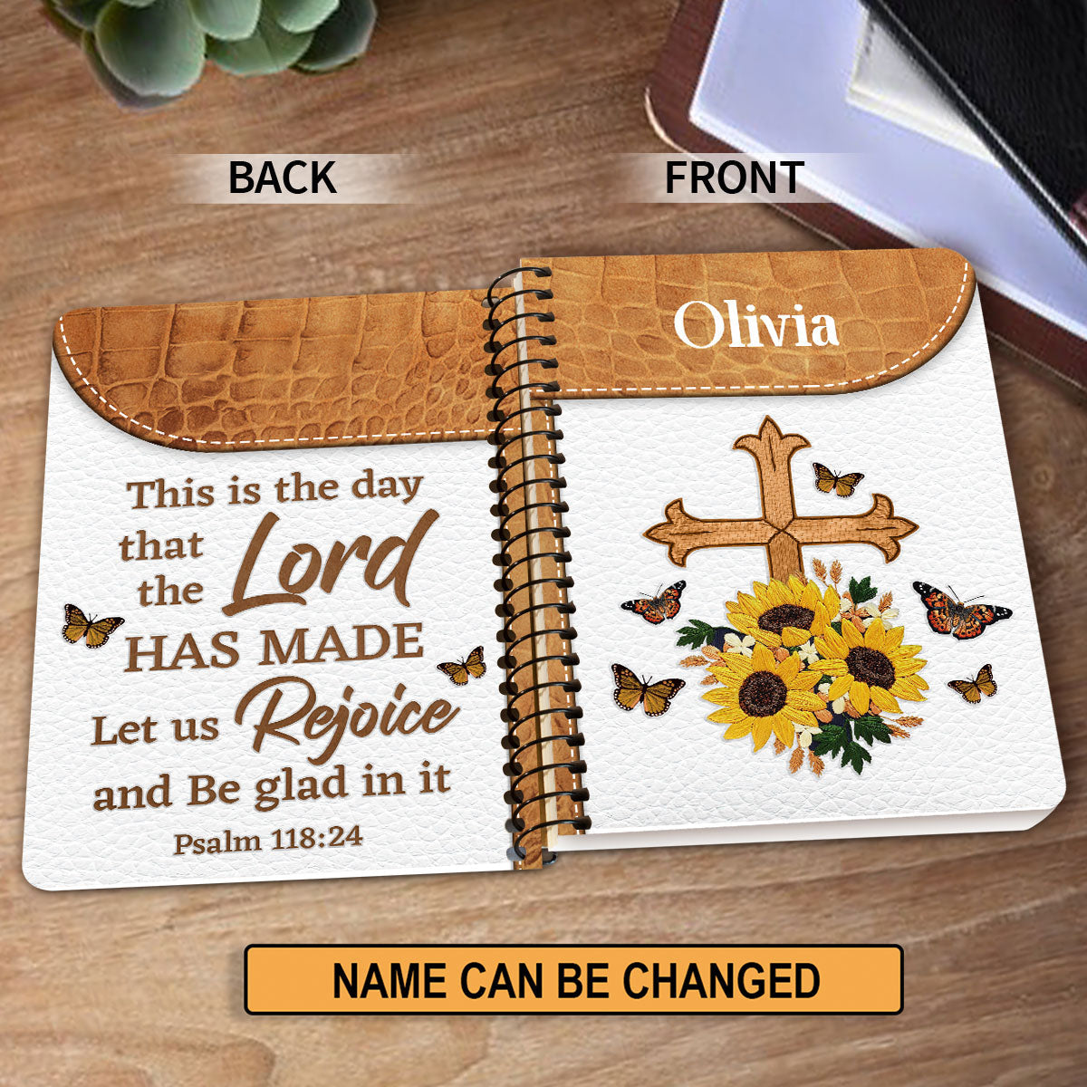 Let Us Rejoice And Be Glad In It Personalized Flower Spiral Journal, Spiritual Gift Faith For Christians