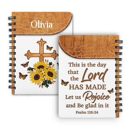 Let Us Rejoice And Be Glad In It Personalized Flower Spiral Journal, Spiritual Gift Faith For Christians