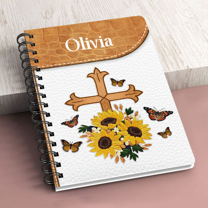 Let Us Rejoice And Be Glad In It Personalized Flower Spiral Journal, Spiritual Gift Faith For Christians