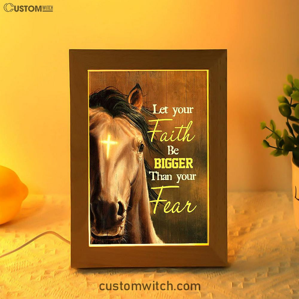 Let Your Faith Be Bigger Than Your Fear Face Of Horse Cross Frame Lamp - Lion Frame Lamp Print - Christian Art - Religious Home Decor