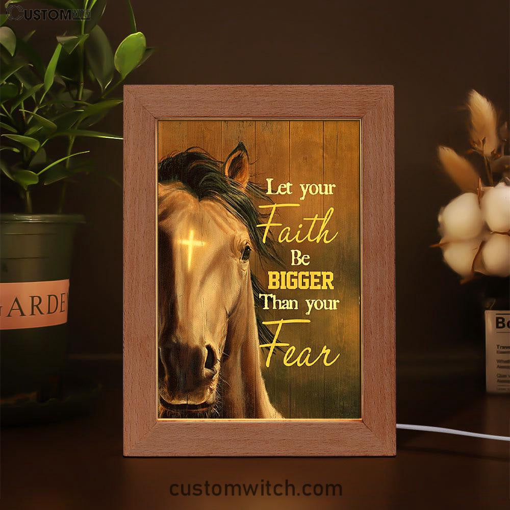 Let Your Faith Be Bigger Than Your Fear Face Of Horse Cross Frame Lamp - Lion Frame Lamp Print - Christian Art - Religious Home Decor