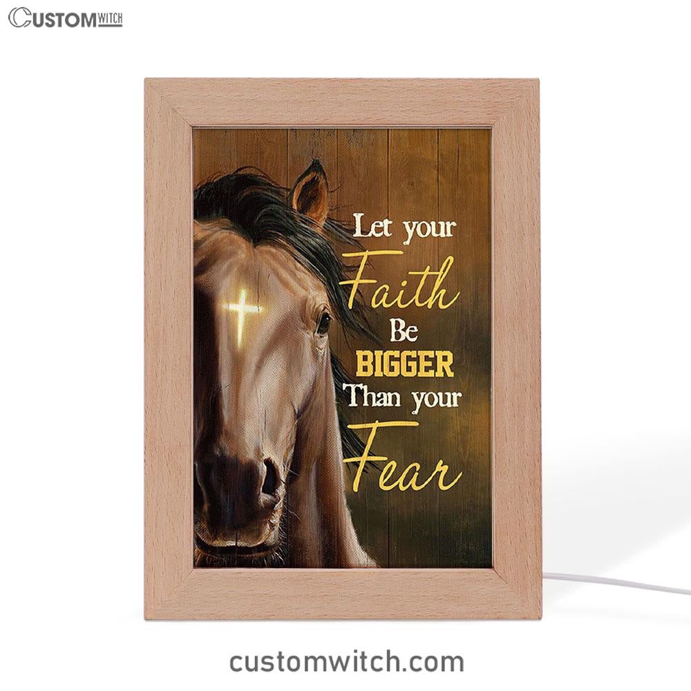 Let Your Faith Be Bigger Than Your Fear Face Of Horse Cross Frame Lamp - Lion Frame Lamp Print - Christian Art - Religious Home Decor