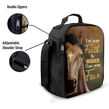 Let Your Faith Be Bigger Than Your Fear Face Of Horse Cross Lunch Bag - Lion Lunch Bag, Christian Lunch Box For School, Picnic