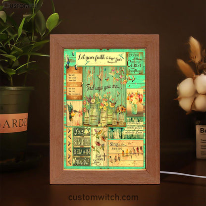 Let Your Faith Be Bigger Than Your Fear Humming Bird Frame Lamp Art - Christian Frame Lamp - Religious Gifts Night Light