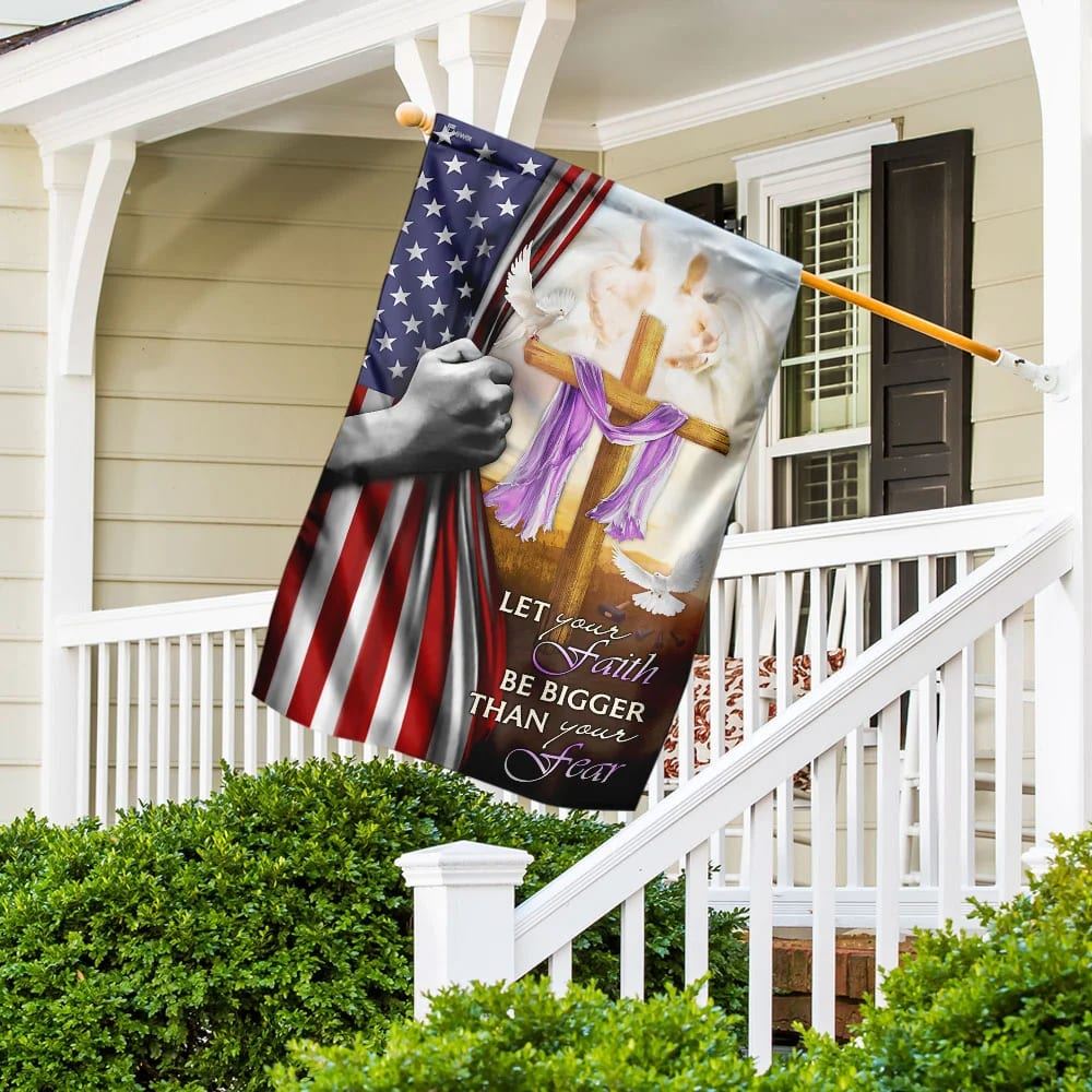 Let Your Faith Be Bigger Than Your Fear Jesus Cross House Flag, Christian Flag, Christian Flag, Scripture Flag, Garden Banner