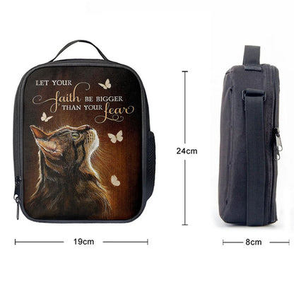 Let Your Faith Tabby Cat White Butterfly Lunch Bag Decor - Gift For Cat Lover, Christian Lunch Box For School, Picnic