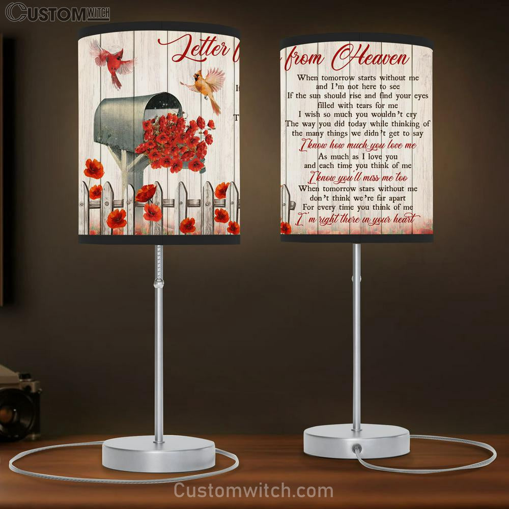 Letter From Heaven Cardinal Mailbox Poppy Flower Large Table Lamb - Christian Table Lamb Prints - Religious Table Lamb Art