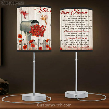 Letter From Heaven Cardinal Mailbox Poppy Flower Large Table Lamb - Christian Table Lamb Prints - Religious Table Lamb Art